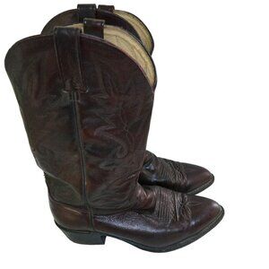 Dan Post Milwaukee Dark Cherry Burgundy Leather Embroidered Cowboy Boots Size 10
